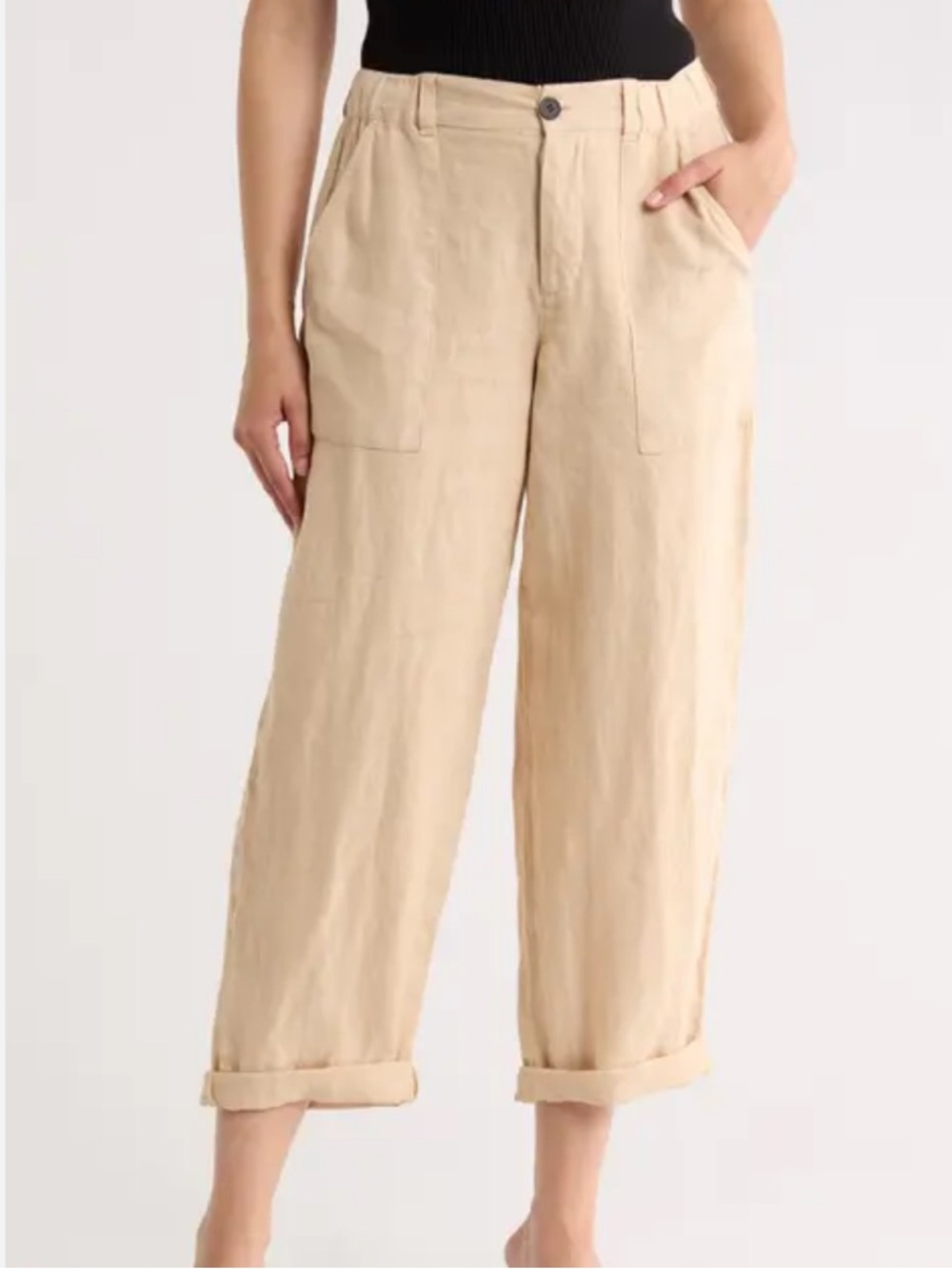 Sanctuary Relaxed Linen Cruiser Semi High Rise Pant Size Medium in Sandstone